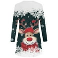 thumbnail image 5 of Christmas Dresses for Womens Holiday Dresses Christmas Womens Long Sleeve Crew Neck Deer Printed Soft Dress Fashion Party Swing Dress, 5 of 6