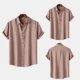 thumbnail image 2 of Camisa de manga corta de verano para hombre, color liso y solapa - Estilo sencillo y moderno, poliéster, para todas las estaciones, 2 of 8