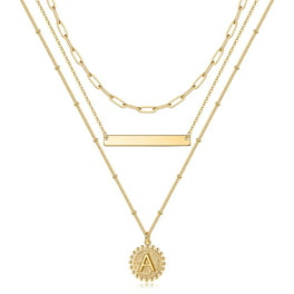 JoycuFF Gold Necklaces for Women Choker Layered 18K Gold Plated Paperclip  Necklaces Herringbone Chain Simple Cute Letter Pendent Initial Necklaces V  - Yahoo Shopping