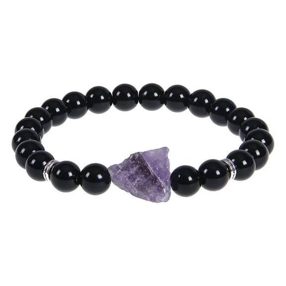 SUSHANG Amethyst Bracelet Purple Crystal Original Stone Bracelet for Men and Women Simple New Elastic Rope Bead String Bracelet for Men and Women