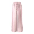 thumbnail image 5 of Womens Pants Colorblock Stripe Print Trousers Loose Straight Casual Summer Fall Work Pants Women Pink S, 5 of 5