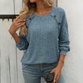 thumbnail image 6 of hxobax Womens Fall Tops 2024 Fashion Sweater Long Sleeve Knit Shirts Casual Crewneck Button Pullover, 6 of 6