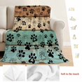 thumbnail image 5 of Teal Blue Brown Blanket Soft Cozy Warm Throw Blanket for Couch, Plush Fuzzy Flannel Fleece Blankets for Sofa, Rustic Farmhouse Dog Paw Vintage Bed Blankets Lightweight Gifts for Women, 40"x50", 5 of 9