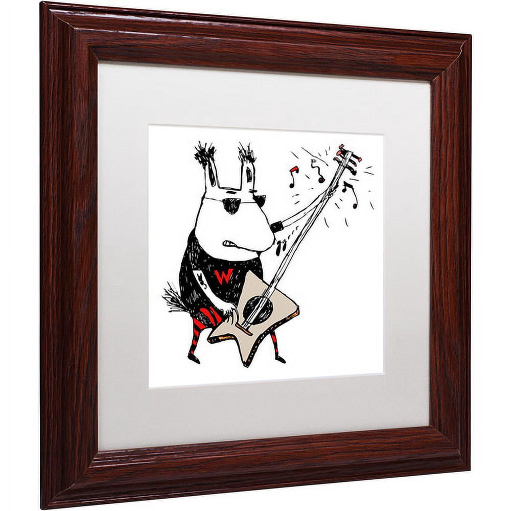 Trademark Fine Art "Wild Guitar Wolf" Canvas Art by Carla Martell, White Matte, Wood Frame