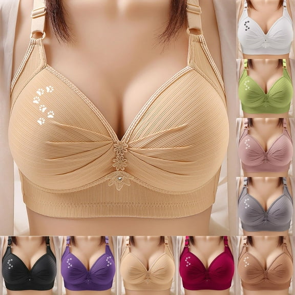 Loopsun Womens Bra Plus Size, Bras for Women, Woman's Printing Gathered Together Large Size Daily Bra Underwear No Rims Green XS