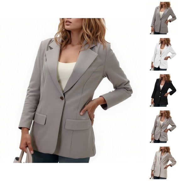 Casual Blazers for Women 2025 Long Sleeve Notch Lapel Collar Single Business Casual Work Office Jacket