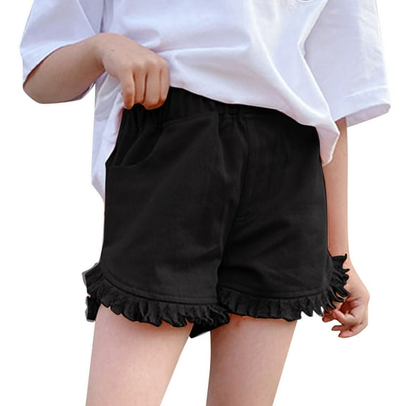 LUOGENLI Boys Jeans Size 8 Elastic Waist Girl's Solid Color Jean Shorts High Waisted Wide Leg Denim Shorts Boys Jeans Size 16 Bootcut Black 8-9 Years