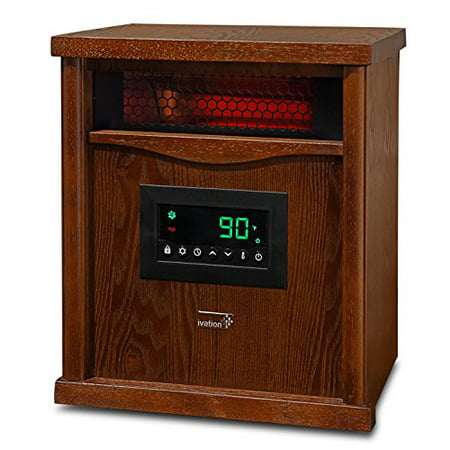 Ivation Portable Electric Space Heater, 1500-Watt 6-Element Infrared Quartz Mini Heater With Digital Thermostat, Remote Control, Timer & Filter, Cherry