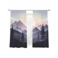 thumbnail image 2 of Sheer Curtains 72 Inches Long 2 Panels, Forest Mountain Sunrise Watercolor Rod Pocket Curtain Voile Draperies, Abstract Landscape Ombre Light Filtering Window Treatment for Living Room, 2 of 8