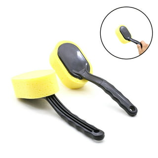  NQEUEPN 2pcs Auto Tire Dressing Brush, High Density Shine Brush  Bristles Tire Applicator Brush Portable Car Tire Wash Brush with Handle  Auto Detailing Tire Brush for Car Cleaning Supplies (Yellow) 