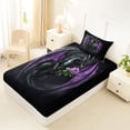 thumbnail image 4 of Feelyou Romantic Gothic Dragon Twin Sheet Sets for Boys, Purple Rose Floral Animal Bedding, Dark Plum, 3pcs, 4 of 5
