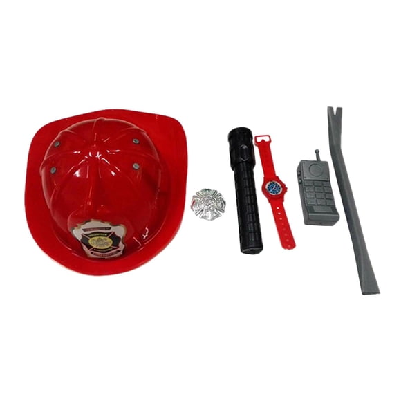 6 Piezas Niños Juego de Roles Juguete Niños Vestir Juguetes Reloj Juego de Imaginación para Actuaciones Escénicas Carnaval Fiestas de Rojo Yinane Gorro de disfraz de bombero para niños