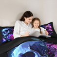 thumbnail image 4 of Homewish Neon Skull Rose Butterfly Full Size Comforter Sets for Teens, Black Purple Gothic Skeleton Bedding Comforter Set, Black Reversible, 3 Pieces, 1 Comforter and 2 Pillowcases, 4 of 6