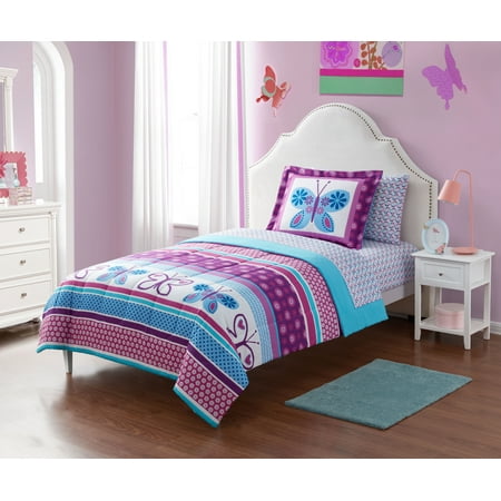 Your Zone Purple Butterfly Coordinated Bed in a Bag, Twin