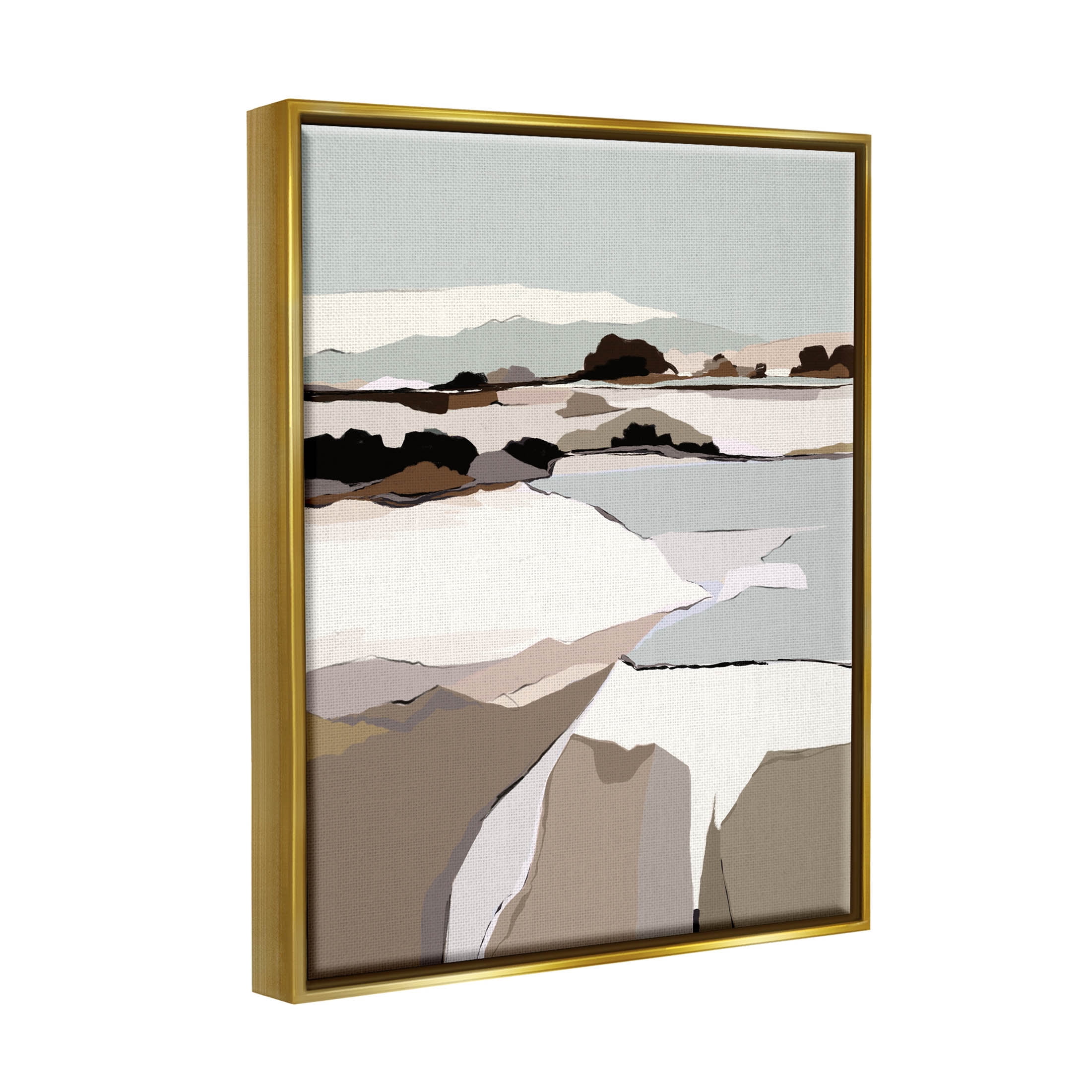 Stupell Industries Lakeside Shore Glattalp Scene Graphic Art Metallic Gold Floating Framed Canvas Print Wall Art, Design by Nikita Jariwala