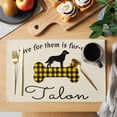 thumbnail image 2 of Yellow Black Buffalo Checkered Placemats Set of 4, Bones Cute Dogs Pets Placemats for Dining Table, Place Mats for Kitchen Tabletop, Waterproof Wipeable Dining Table Mats Set, 2 of 9