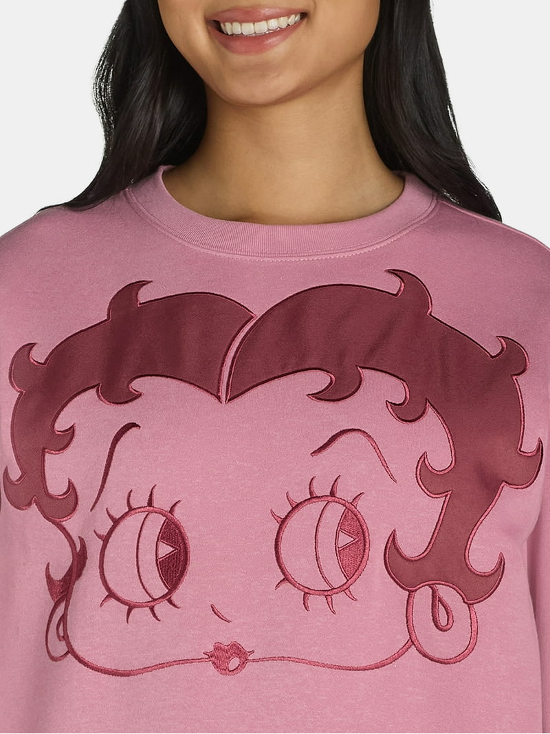 Betty Boop Women's Embroidered Graphic Sweatshirt, Sizes XXS