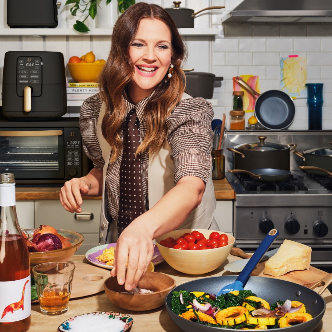 Beautiful 6 Quart Enamel Dutch Oven, Black Sesame by Drew Barrymore