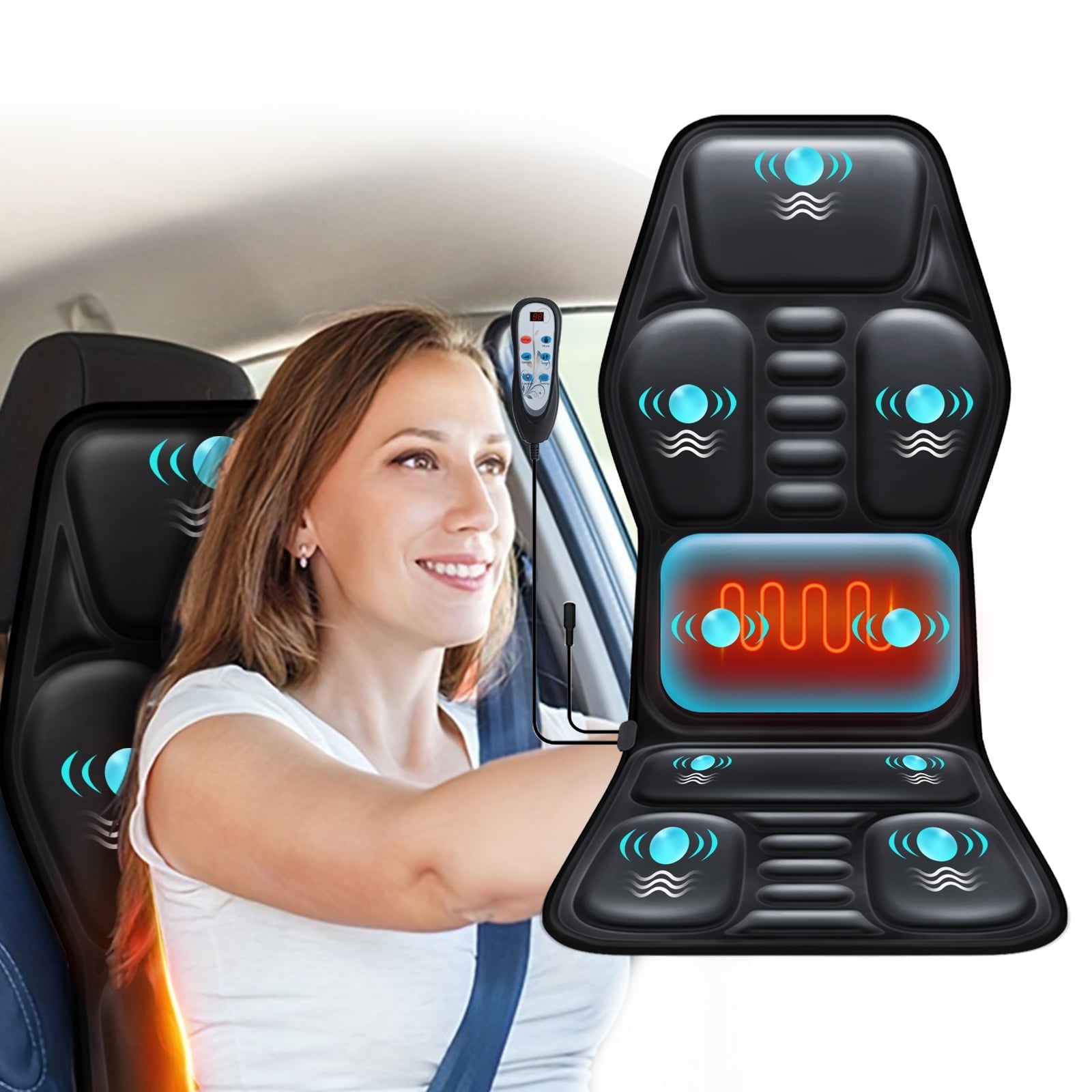 mynt vibrating seat massager Back Massager with Heat and Cool, Chair Massage Cushion with 6 Vibrating  Motors and 2 Fans for All Season main image 0