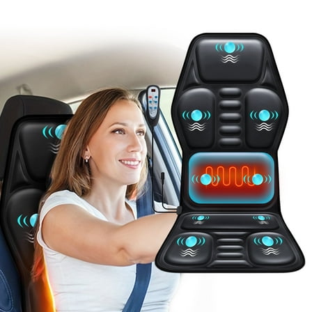 Himouta Massage Seat Cushion,Back Massager with Heat and Vibration,9 Mode 9 Intensity,PU Leather Auto Seat Heaters for Full Body Massage for Vehicle/Car/Home, Gifts for Dad Mom