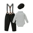 thumbnail image 2 of CARETOO Baby Boy Clothes 0-18 Months Formal Long Sleeve Striped Dress Shirt Suspender Pants Outfit, 2 of 13