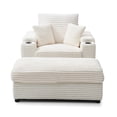 thumbnail image 3 of Oversized Single Sofa Chair with Ottoman, Fabric Chaise Lounge Indoor with Wide Armrests and Cup Holders, Modern Comfy Deep Seat Armchair Reading Chairs for Bedroom Living Room,Beige, 3 of 6