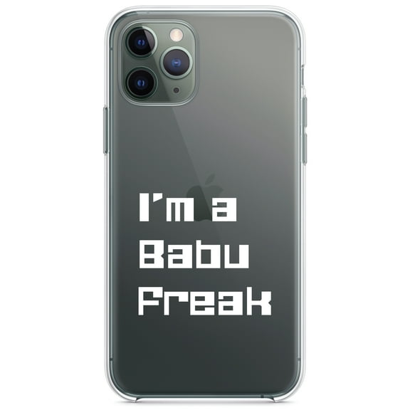 DistinctInk Clear Shockproof Hybrid Case for iPhone 11 Pro MAX (6.5" Screen) - TPU Bumper Acrylic Back Tempered Glass Screen Protector - I'm a Babu Freak