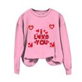 thumbnail image 1 of Gibobby Sudaderas para mujer Camiseta estampada de talla grande con estampado del día de San Valentín para mujer Top informal de manga larga (Rosa, S), 1 of 4