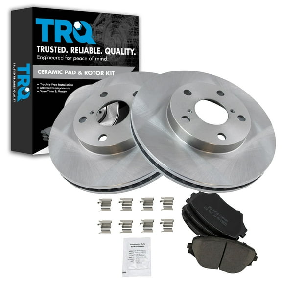 TRQ Front Brake Pad & Rotor Kit Brake Pads Brake Rotor Ceramic Fits Select 2001-2005 Toyota RAV4