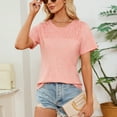 thumbnail image 6 of TKLPEHG Womens Dressy Tops Fashion Summer Short Sleeve T Shirts Lightweight Solid Color Loose Casual Round Neck Tshirts Going Out Tops Blouses(Pink,M), 6 of 7