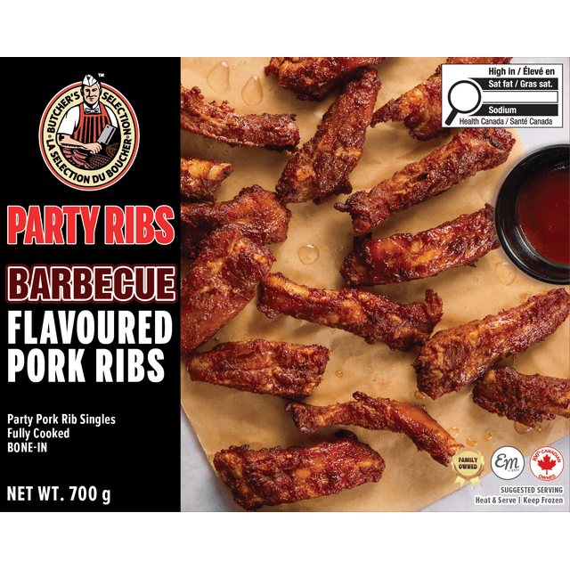 Butcher's Selection Fully Cooked Party Ribs BBQ, BS Fully Cooked Party Ribs - BBQ