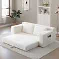 thumbnail image 2 of 2 in 1 Convertible Folding Couch Bed with Storage Pockets, Memory Foam Cloud Sofa with Pull-out Bed, Corduroy Floor Sofa for Apartment Office Living Room, No Assembly Required, Beige, 2 of 9