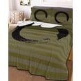 thumbnail image 3 of Quilts Twin Size Bedding Set, Olive Green Striped Lightweight Quilted Comforter, Black Geometric Vintage Stripes Ombre Soft Reversible Bedspread Coverlet with Pillow Covers for All Season, 68" x 86", 3 of 7