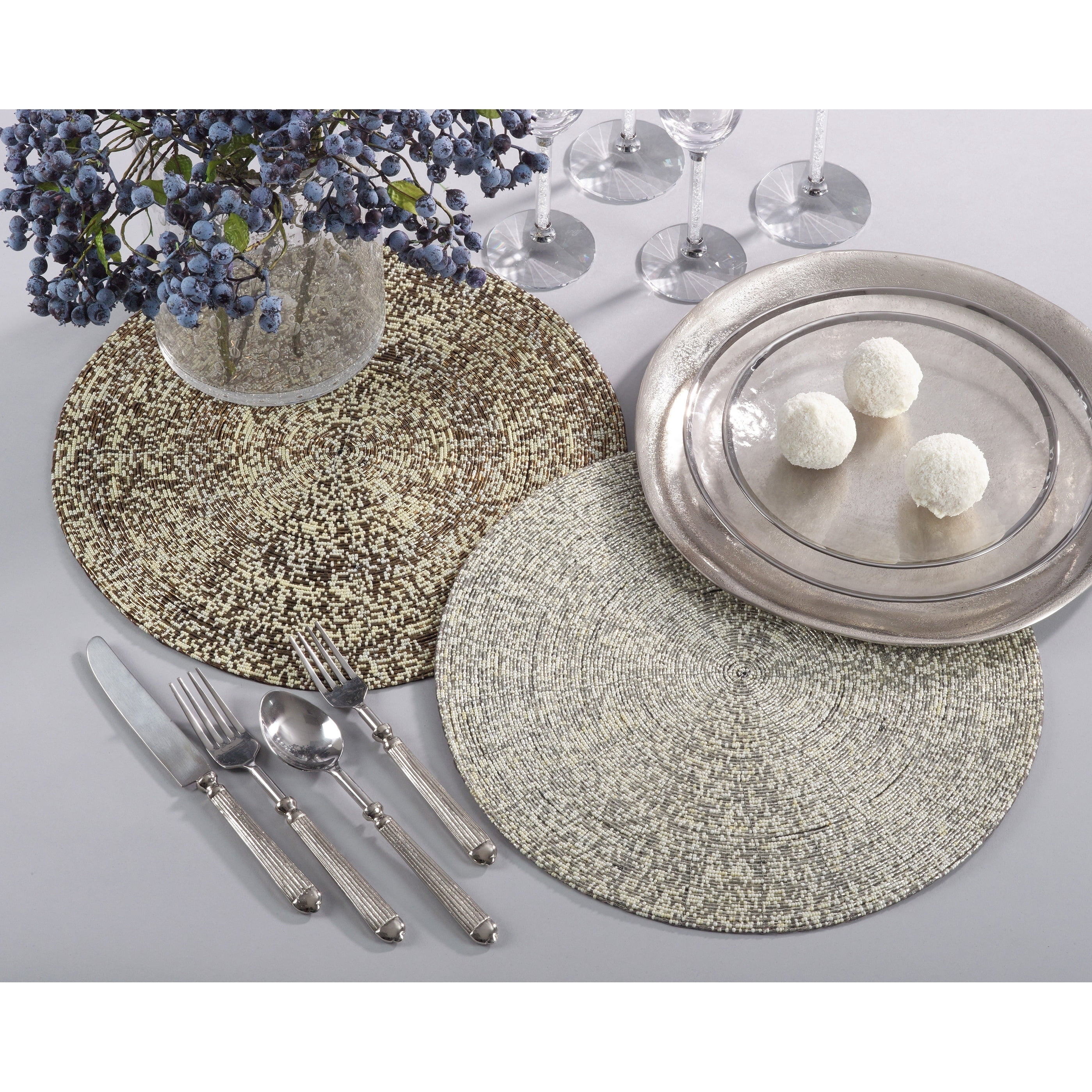 Saro Lifestyle Glass Bead Design Decorative Placemat (Set of 4)
