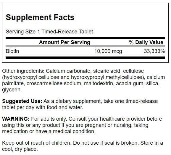 Swanson Biotin - Timed-Release 10,000 mcg 60 Tabs 2 Pack