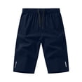 thumbnail image 7 of CIAKGIAF Capris for Men Elastic Waist with Pockets, Sporty Casual Drawstring 7/8 Length Pants Navy M, 7 of 7