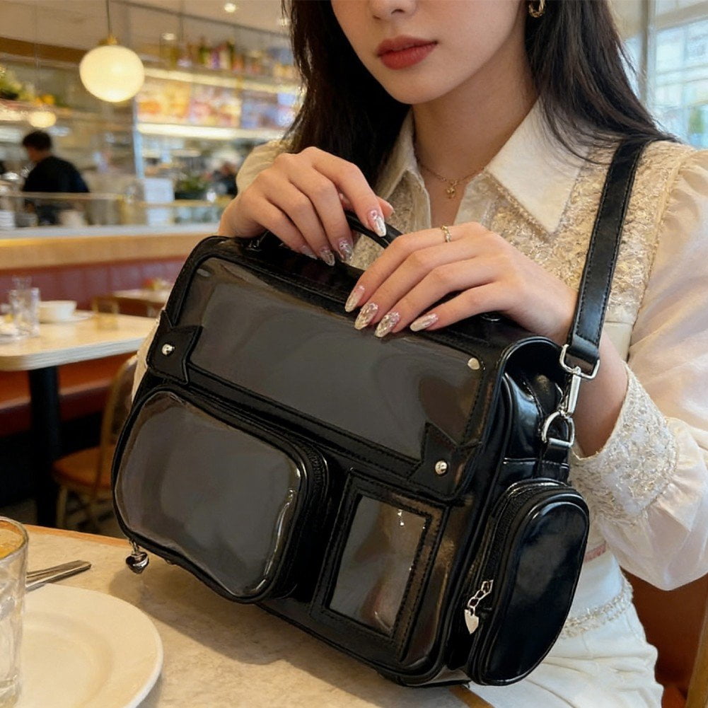 Vjnyvs Japanese Backpack Kawaii Ita Bag Y2K Harajuku Shoulder Crossbody Bag Leather Bag Anime Handle Rucksack Bag for Woman