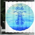 thumbnail image 4 of Ambesonne Hand Drawn Shower Curtain, Vintage Motorcycle, 69"Wx84"L, Sky Blue and Dark Blue, 4 of 5
