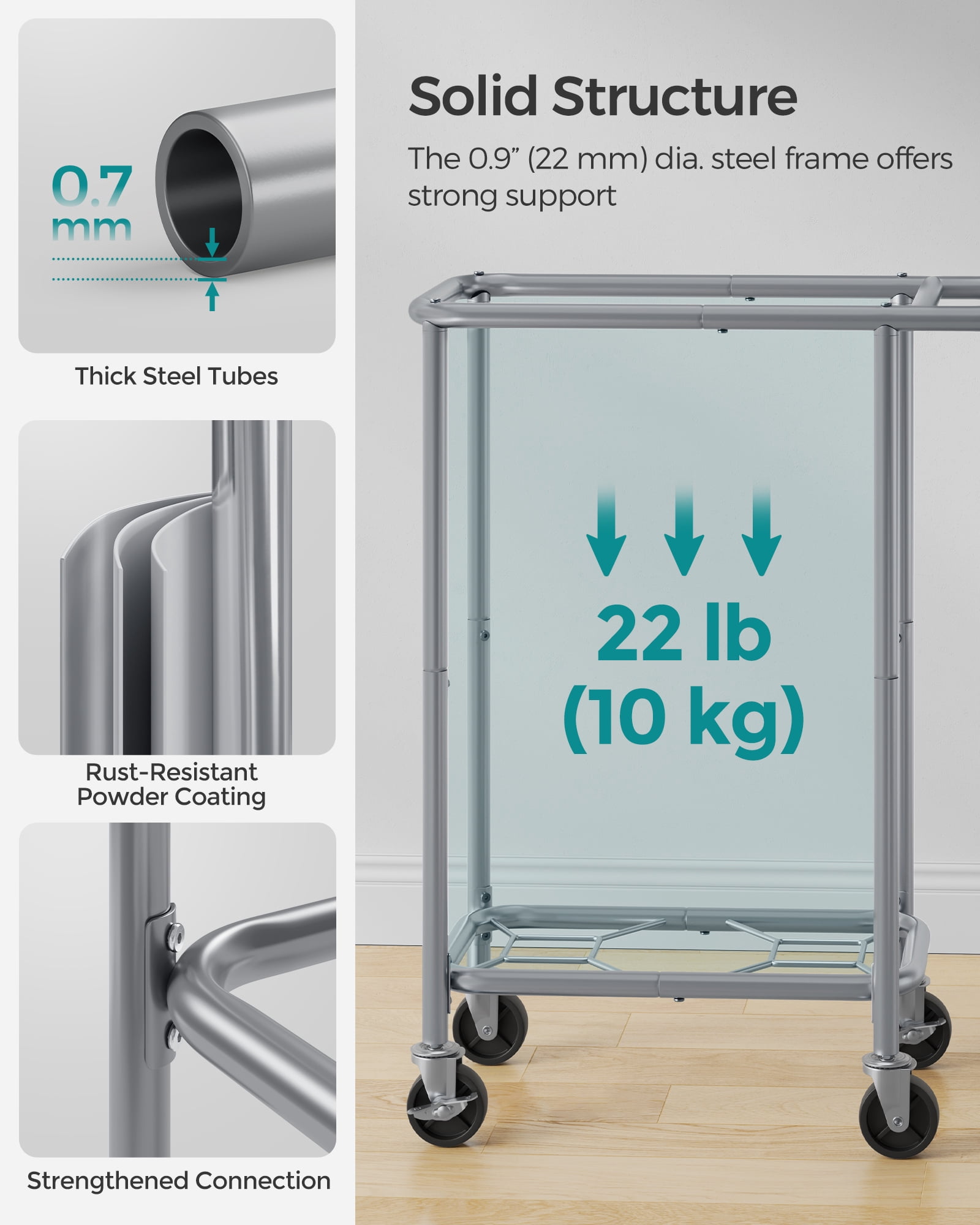 90L Laundry Sorter Laundry Basket with Wheels Rolling Laundry Hamper with Removable Liner Ink Black