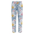 thumbnail image 3 of Domuza Mens Easter Rabbit Pajamas Pants Casual Drawstring Elastic Waist Pjs Trousers Relaxed Fit Comfy Lounge Sleepwear with Pockets Cyan 2XL, 3 of 4