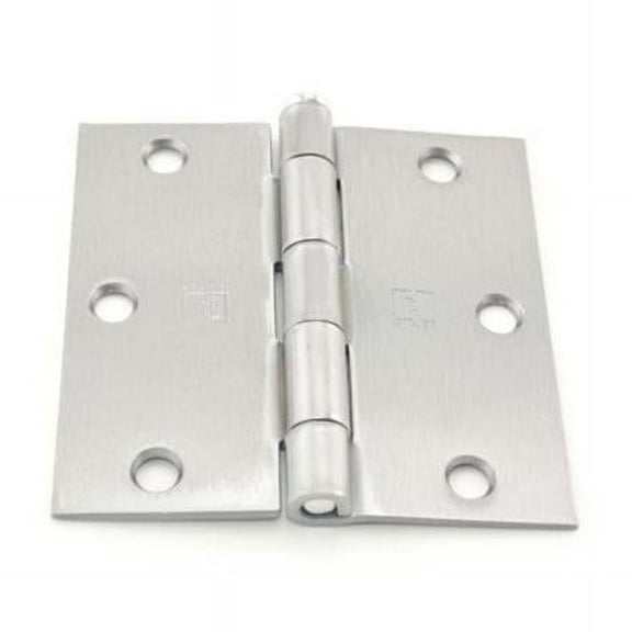 Hager  3.5 x 3.5 in. Steel Square Corner Full Mortise Plain Bearing Residential Hinge, No. 030551 Satin Chrome
