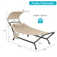 thumbnail image 4 of Costway Patio Hanging Chaise Lounge Chair with Canopy, Cushion, Pillow & Storage Bag Beige, 4 of 10