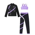 thumbnail image 3 of Haitryli Kids Girls Figure Skating Training Outfits Zip Up Skating Jacket Sports Bra with Leggings Set Light Purple 12, 3 of 5