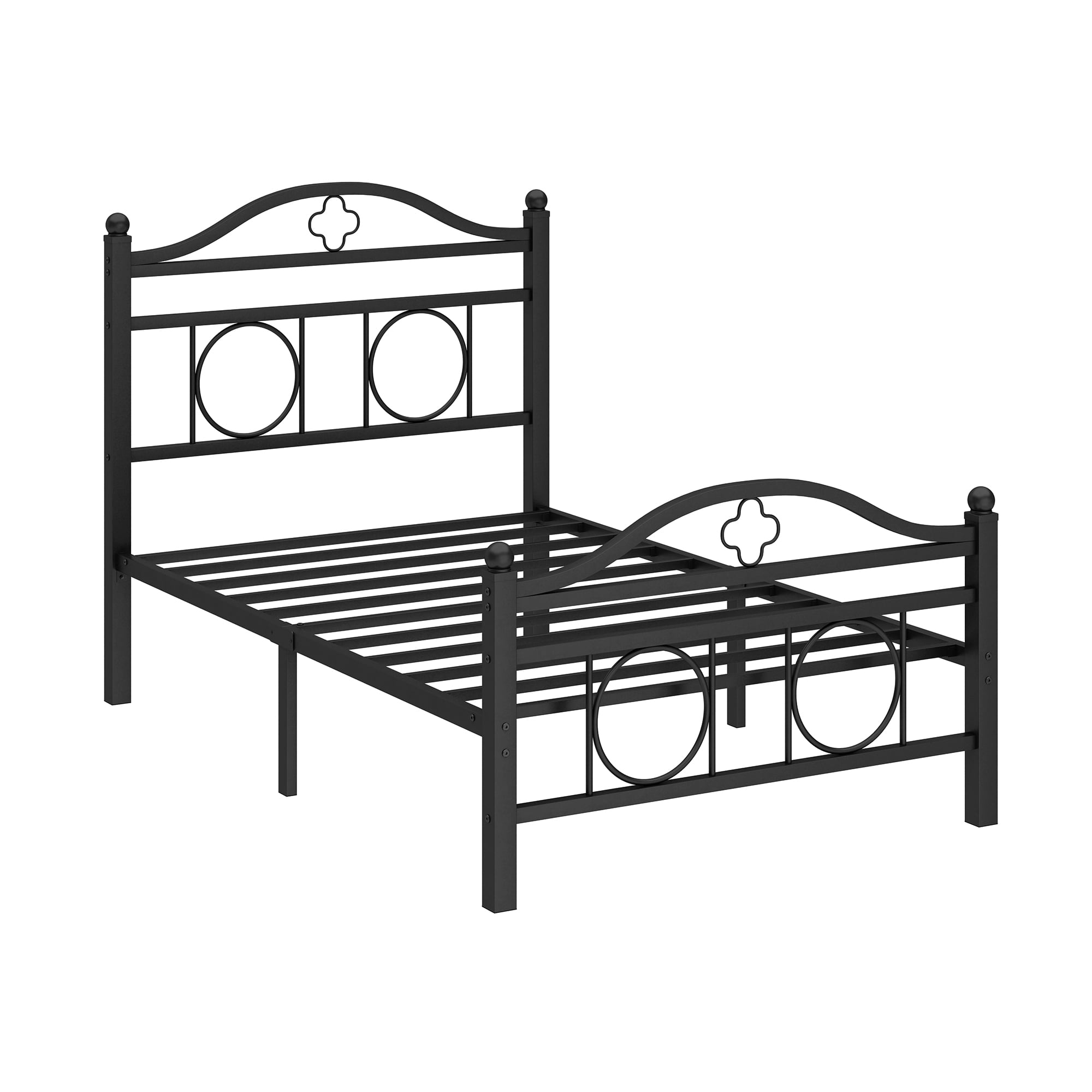 Chuangshuo Guard Twin Bed Frame with Headboard,Heavy Duty Steel Slats Support Mattress Foundation-Under Bed Storage, No Box Spring Needed, Noise Free,Black