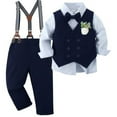 thumbnail image 2 of WUXIAN Toddler Baby Boy Clothes Suits Tuxedo Gentleman Outfits Formal Dress Shirt+Vest+Pants Baby Suit Sets Cozy Streetwear, 2 of 8