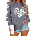 thumbnail image 4 of BLTIBY Valentine Shirts for Women Love Heart Printed Sweater Crewneck Long Sleeve Pullover Blouse Casual Fashion Valentines the Day Top Gray XL, 4 of 4