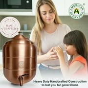 American Ayurveda Countertop 5 Gallon 100% Pure Copper Water Dispenser / Pot / Matka with Stainless Steel Faucet Spigot