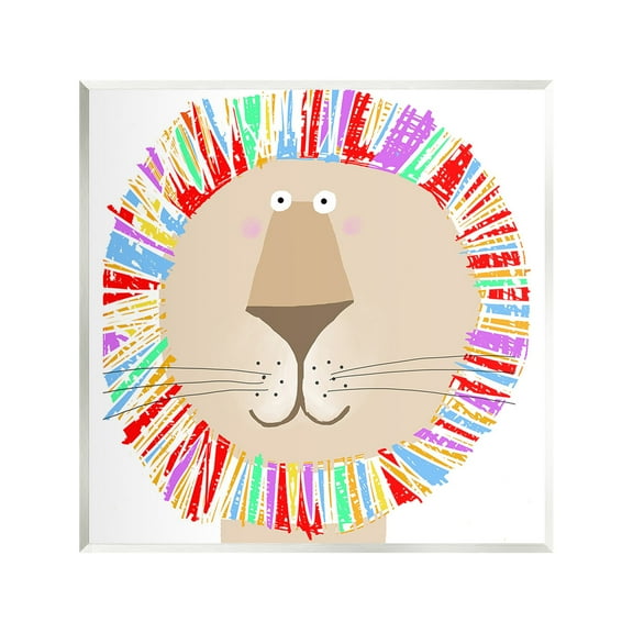 Stupell Industries Lion with Rainbow Mane Animals & Insects Painting Unframed Art Print Wall Art, 12 x 12