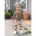 thumbnail image 6 of RUINIXCW Baby Boy Fall Outfits Letter Embroidery Long Sleeve Romper and Pants Hat, 6 of 8