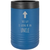 This Guy is Going to be an Uncle Stainless Steel Engraved Insulated Beer Beverage Holder Can Cooler, Blue